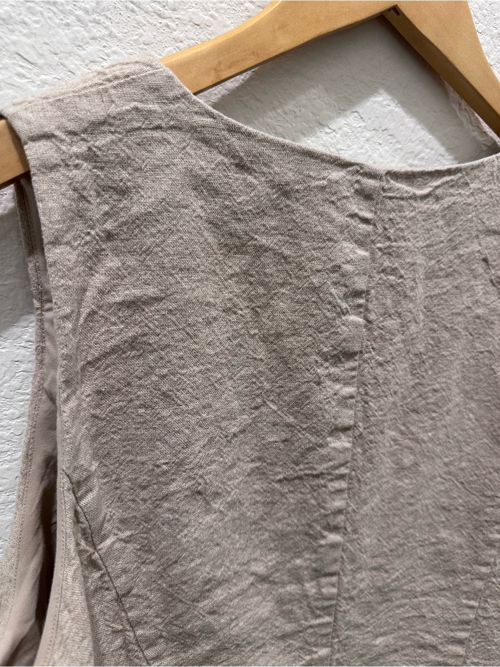 A New Day Tan Beige Button Front Waistcoat Vest Linen Blend Minimalist Medium - Picture 5 of 5